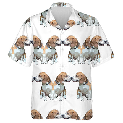 Love Day Background With Beagles Hawaiian Shirt, Hawaiian For Gift