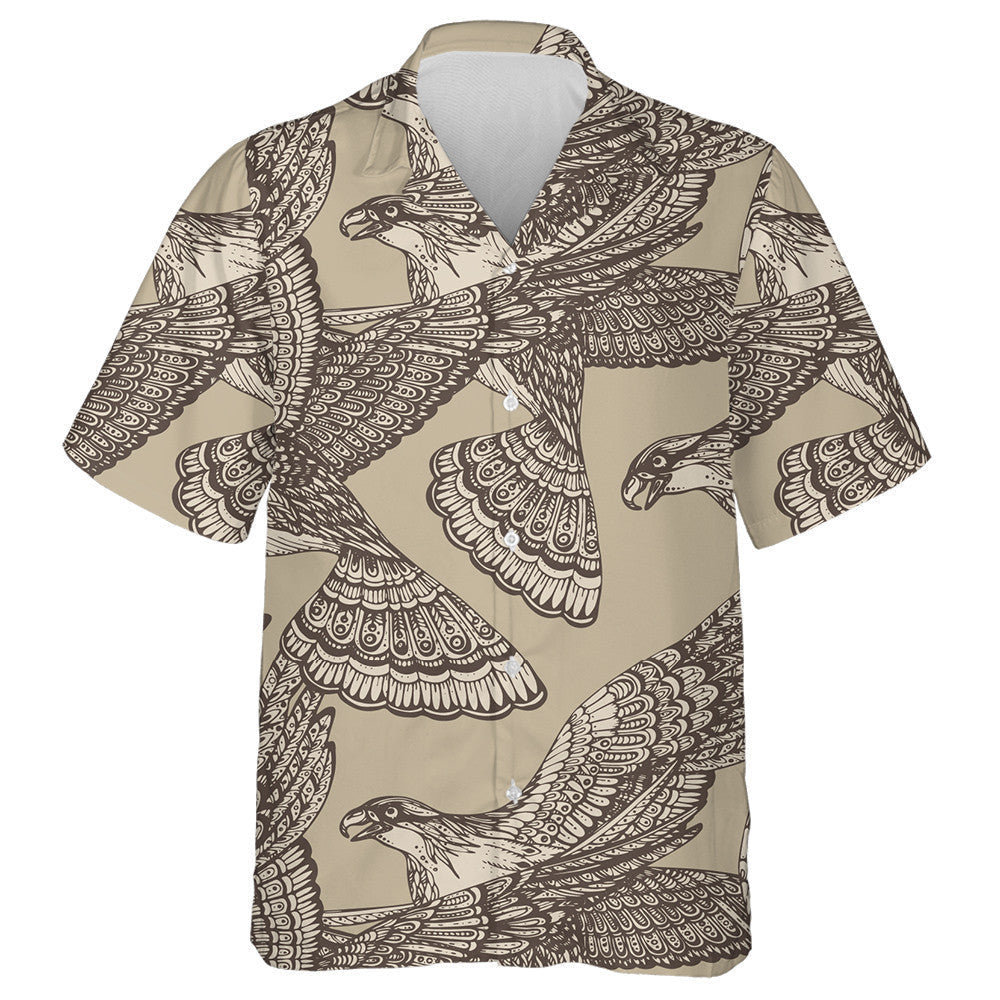 Black Decorative Ornamental Beautiful Eagles Hawaiian Shirt, Hawaiian For Gift