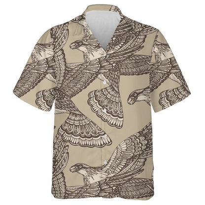 Black Decorative Ornamental Beautiful Eagles Hawaiian Shirt, Hawaiian For Gift