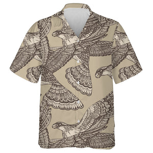 Black Decorative Ornamental Beautiful Eagles Hawaiian Shirt, Hawaiian For Gift