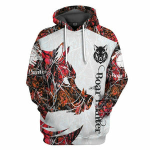 3D Boar Hunter Red Custom Tshirt Hoodie Apparel