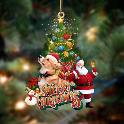 Corgi-Christmas Tree & Dog Hanging Christmas Plastic Hanging Ornament, Christmas Ornament, Christmas Gift, Christmas Decoration