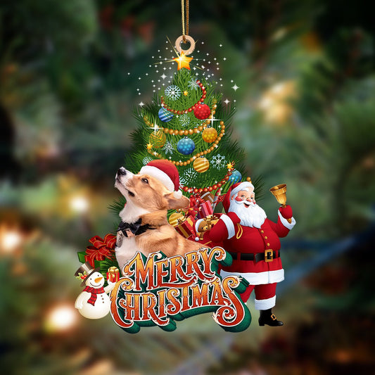 Corgi-Christmas Tree & Dog Hanging Christmas Plastic Hanging Ornament, Christmas Ornament, Christmas Gift, Christmas Decoration