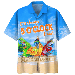 Yellow Red Green Parrot Jumping Design Hawaiian Shirt,Hawaiian Shirt Gift, Christmas Gift