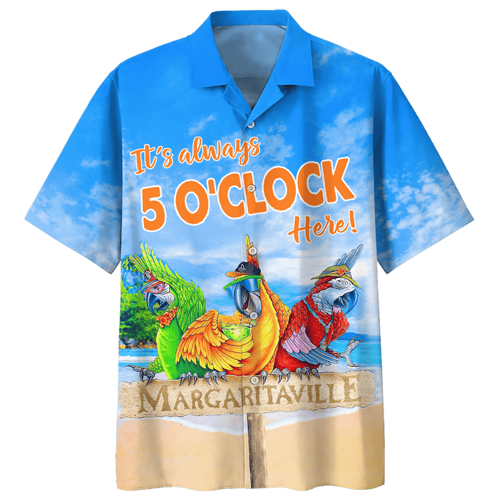 Yellow Red Green Parrot Jumping Design Hawaiian Shirt,Hawaiian Shirt Gift, Christmas Gift