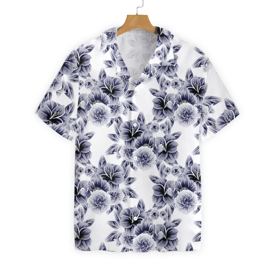 Bláth Dubh Ar Phatrún Cúlra Bán Léine haváíais, Haváis Don Bronntanas