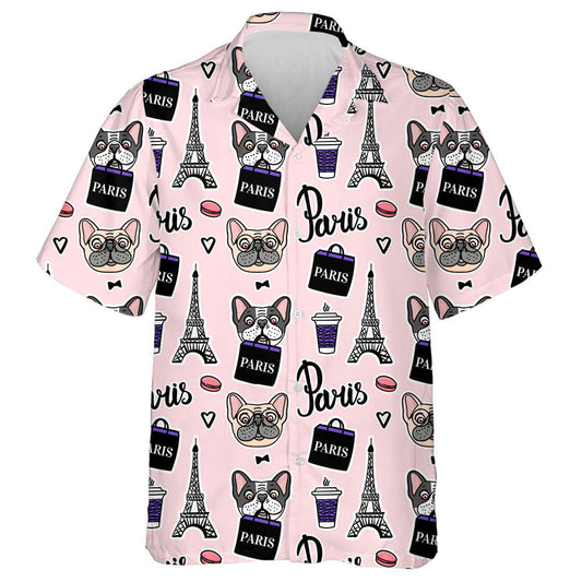 Shopping In Paris Bulldog Holding Shopping Bag Hawaiian Shirt, Hawaiian Shirt Gift, Christmas Gift