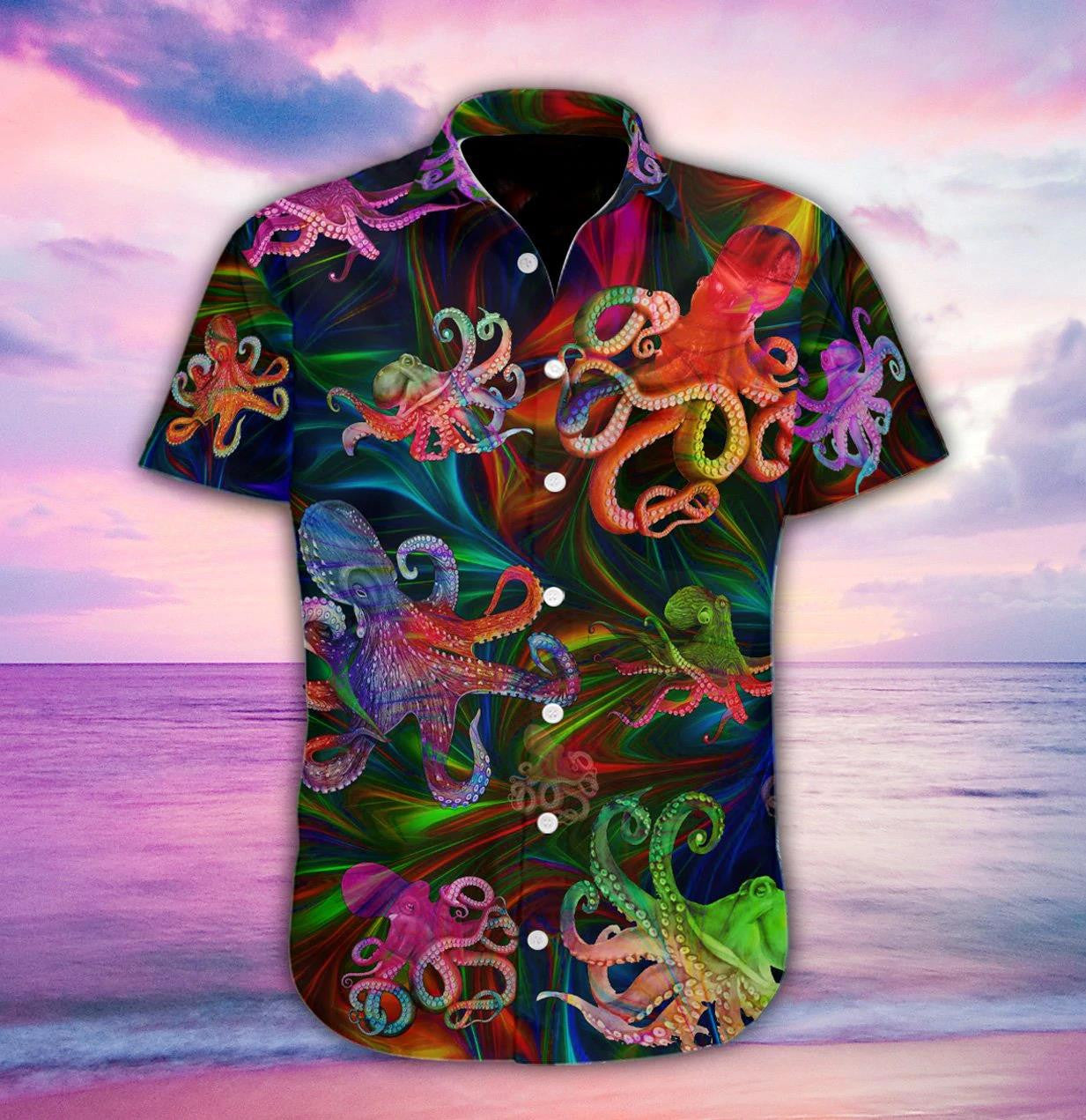 Octopus Fantasy Ocean Creatures Colorful Art Hawaiian Shirt,Hawaiian Shirt Gift, Christmas Gift