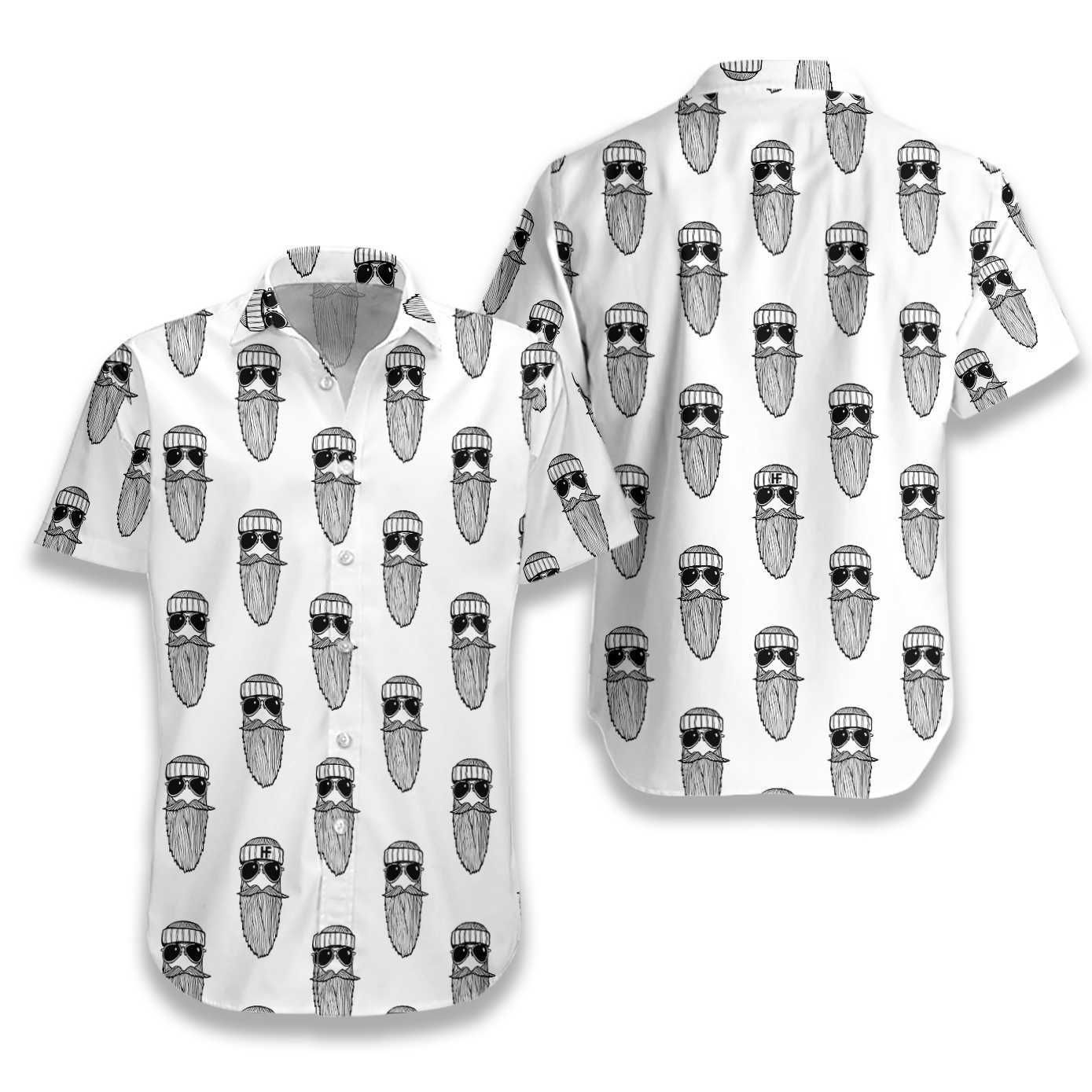 Beard Seamless Pattern Hawaiian Aloha Shirt Hawaiian Shorts Beach Short Sleeve,Hawaiian Shirt Gift, Christmas Gift