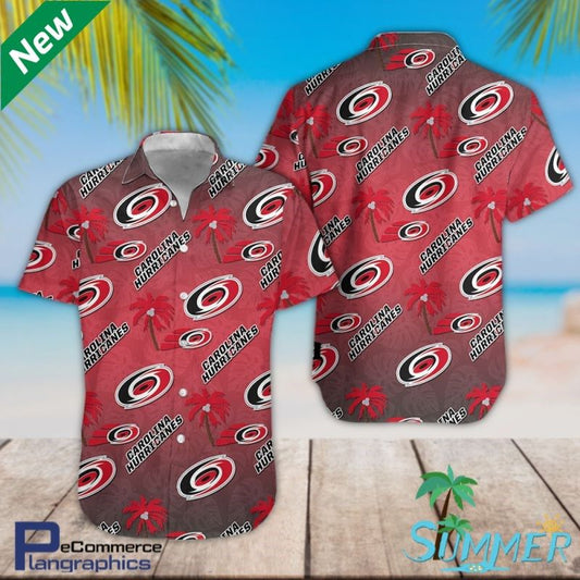 Carolina Hurricanes All Over Print Hawaiian Aloha Shirt Hawaiian Shorts Beach Short Shirt_Hawaiian Shirt Gift, Christmas Gift