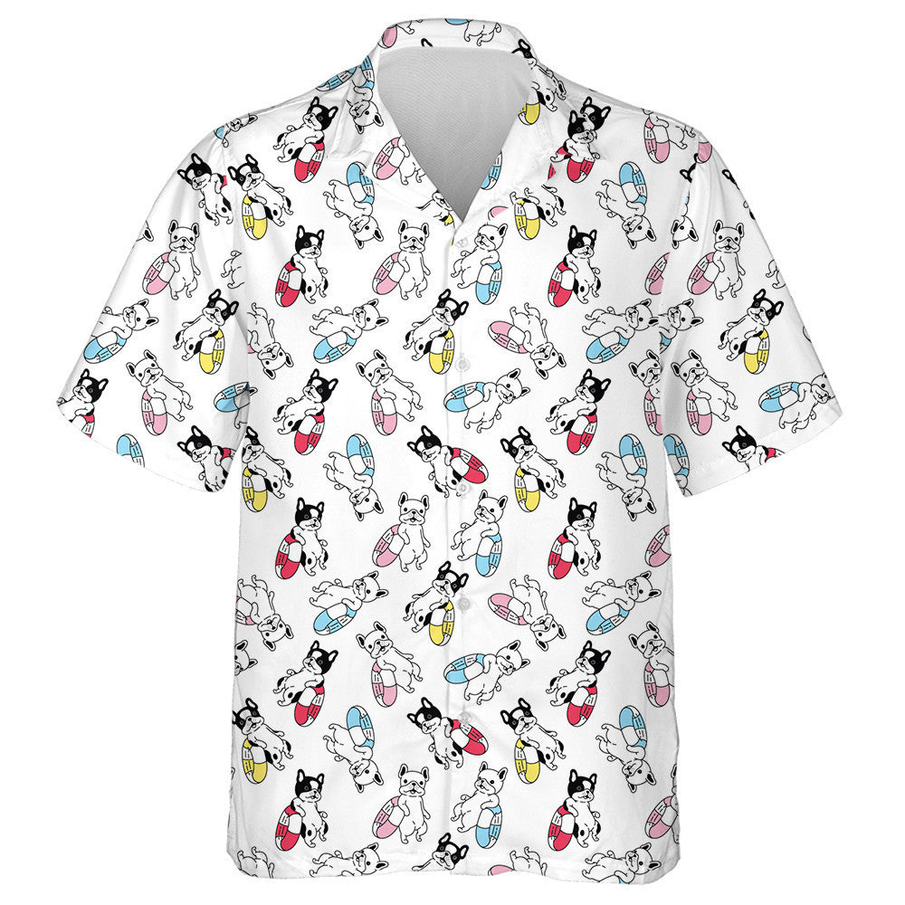 French Bulldog Swimming Pool Ring Cartoon Hawaiian Shirt, Hawaiian Shirt Gift, Christmas Gift