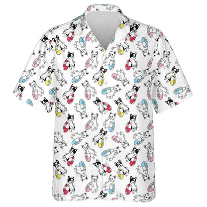 French Bulldog Swimming Pool Ring Cartoon Hawaiian Shirt, Hawaiian Shirt Gift, Christmas Gift
