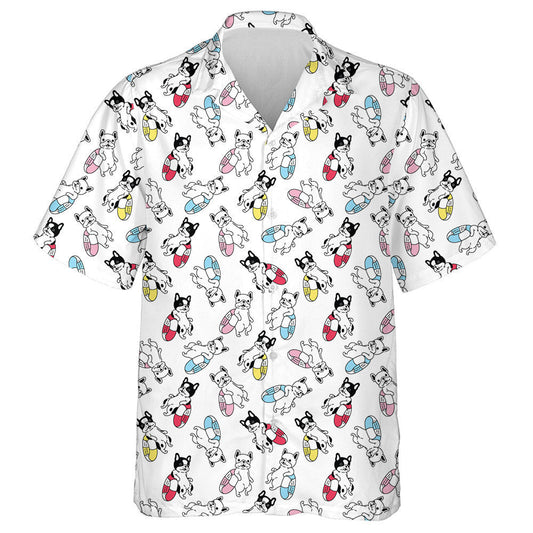 French Bulldog Swimming Pool Ring Cartoon Hawaiian Shirt, Hawaiian Shirt Gift, Christmas Gift