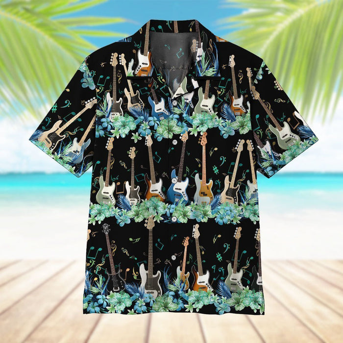 Abstract Bass Guitar Crazy Ornamental Hawaiian Shirt, Hawaiian Shirt Gift, Christmas Gift