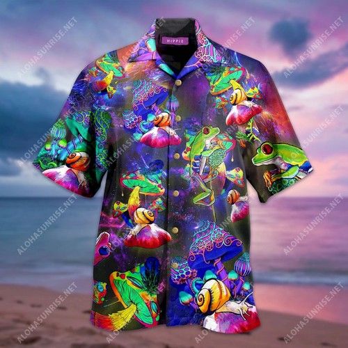 Colorful Galaxy Mushroom Unisex Hawaiian Shirt, Hwaiian For Gift