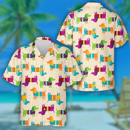 Well Dressed Fancy Colorful Dachshund Wiener Hawaiian Shirt, Hawaiian Shirt Gift, Christmas Gift