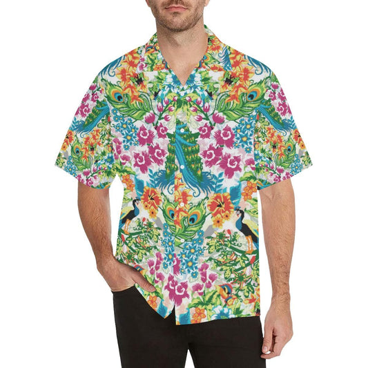 Colorful Peacock Pattern Men'S All Over Print Hawaiian Aloha Shirt, Hwaiian For Gift