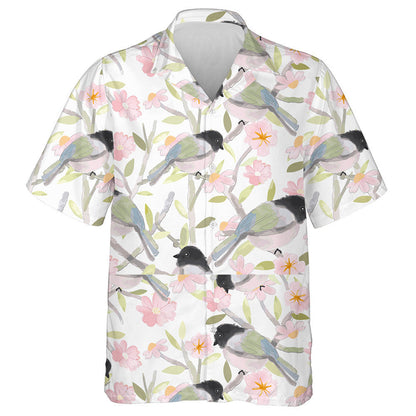 Éan gleoite Agus Bláthanna Bándearg le Léine Haváích Duilleog Glas, Bronntanas Léine Haváíais, Bronntanas Nollag