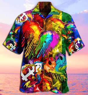 3D Colorful Dragon LGBT Pattern Hawaiian Shirt, Hawaiian Shirt Gift, Christmas Gift