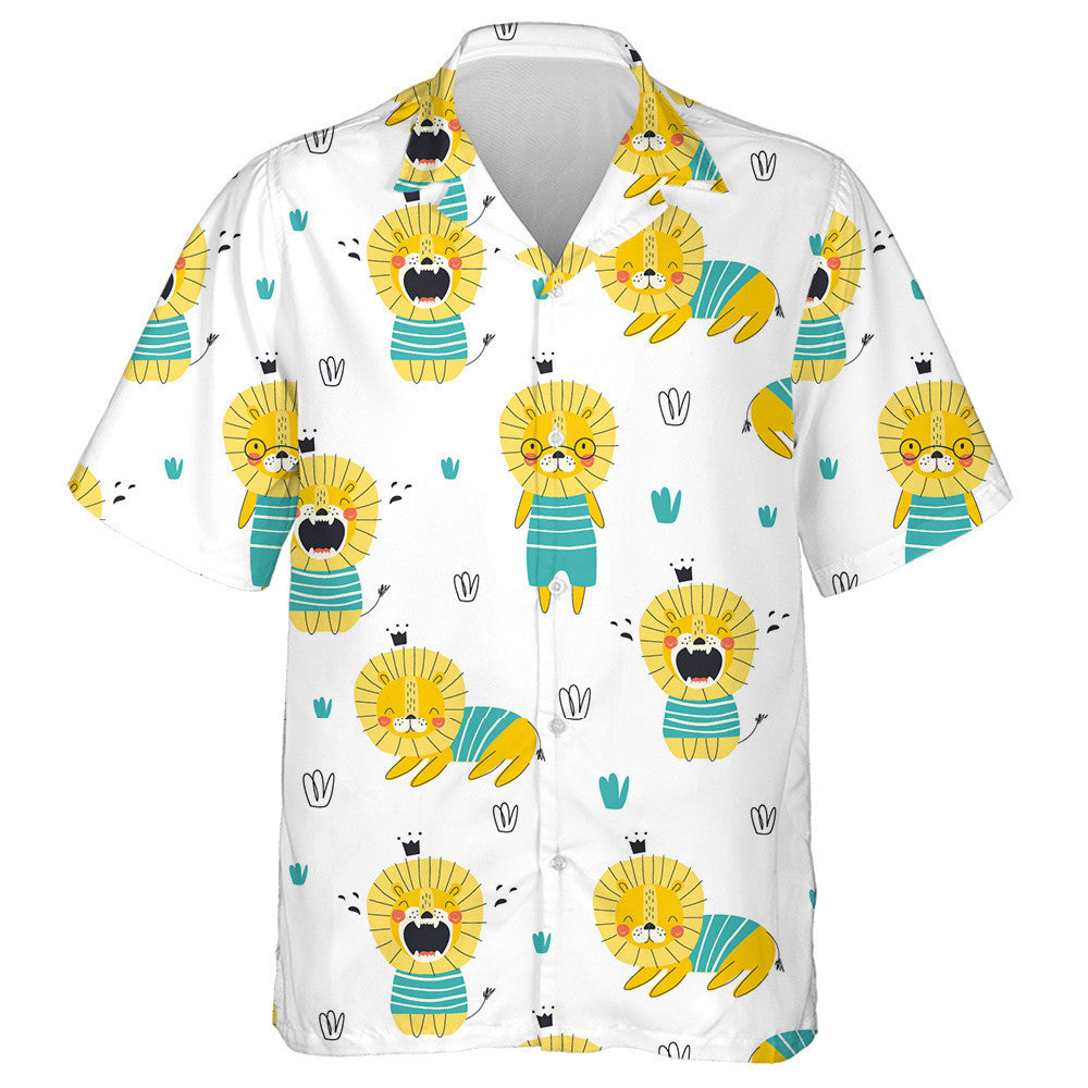 Funny Animal Lion In Diferrent Emotions Hawaiian Shirt,Hawaiian Shirt Gift, Christmas Gift
