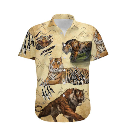 Wild Animal Tiger Claw Mountain Hawaiian Shirt, Hwaiian For Gift
