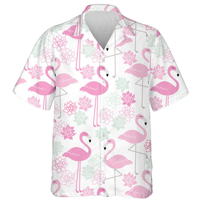 Flamingo Are Sleeping And Reto Color Lotus Hawaiian Shirt, Hawaiian Shirt Gift, Christmas Gift
