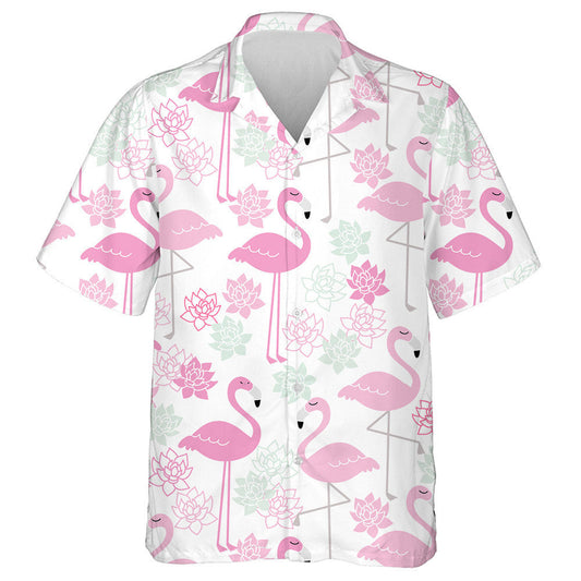Flamingo Are Sleeping And Reto Color Lotus Hawaiian Shirt, Hawaiian Shirt Gift, Christmas Gift