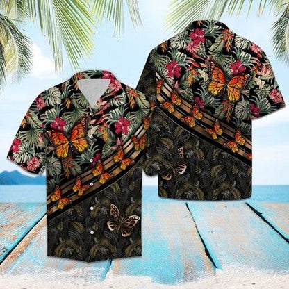 Butterfly Floral Hawaiian Shirt Summer- Hawaiian Shirt Gift, Christmas Gift