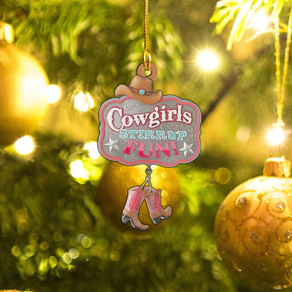 Cowgirl Nollaig Shona Ornáid Pearsantaithe, Bronntanas Nollag, Maisiú Nollag