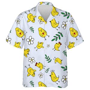 Adorable Chickens With Leaves And Flowers Hawaiian Shirt, Hawaiian For Gift