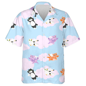 Angels Cats Fly In The Sky Hawaiian Shirt, Hawaiian For Gift