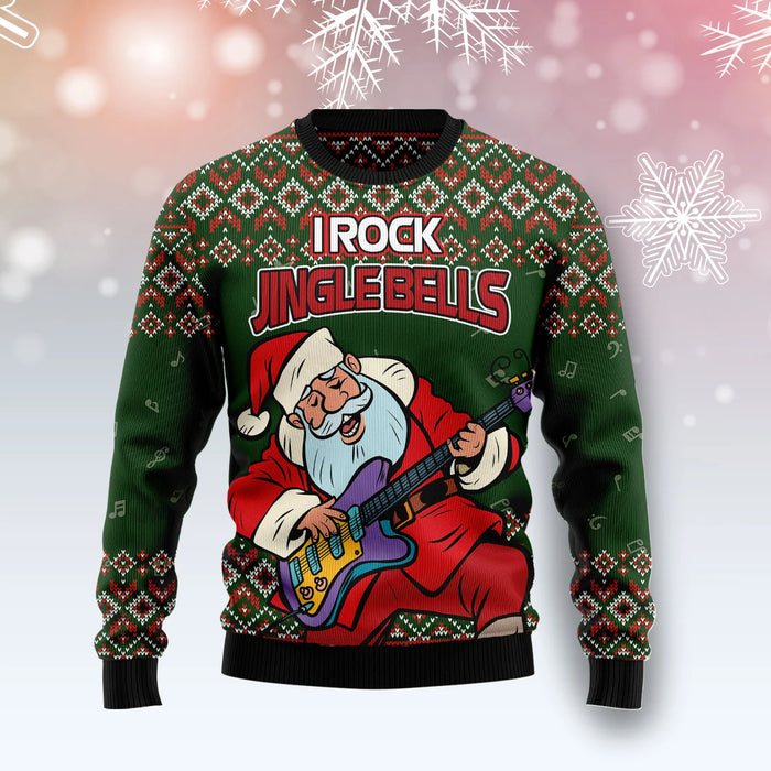 I Rock Jingle Bells unisex womens & mens, couples matching, friends, funny family ugly christmas holiday sweater gifts,Christmas Ugly Sweater