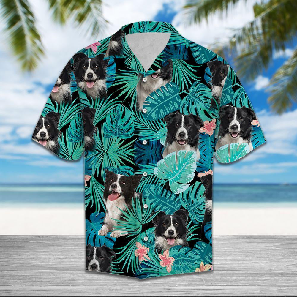 Cute Border Collie Tropical Jungle Design Hawaiian Shirt, Hawaiian Shirt Gift, Christmas Gift