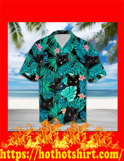 Black Cat Tropical Hawaiian Shirt,Hawaiian Shirt Gift, Christmas Gift