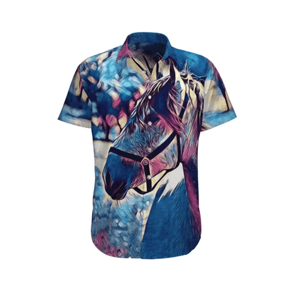 Night Horse Watercolor Design Hawaiian Shirt,Hawaiian Shirt Gift, Christmas Gift