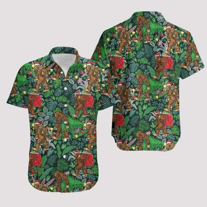 Cool Big Foot Christmas Jungle Design Hawaiian Shirt, Hawaiian Shirt Gift, Christmas Gift
