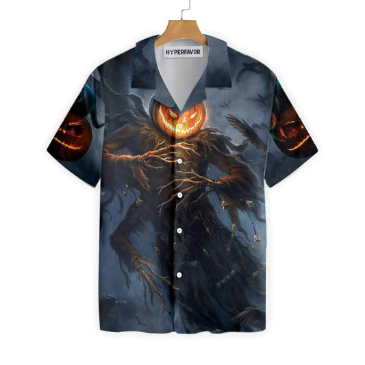 Cat With Pumpkin Monster Halloween Colorful Hawaiian Shirt, Hawaiian For Gift