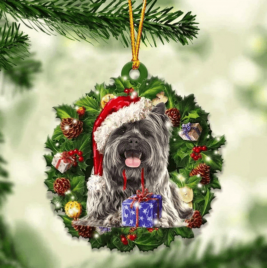 Cairn Terrier Christmas Ornament, Happy Christmas Ornament, Christmas Gift, Christmas Decoration