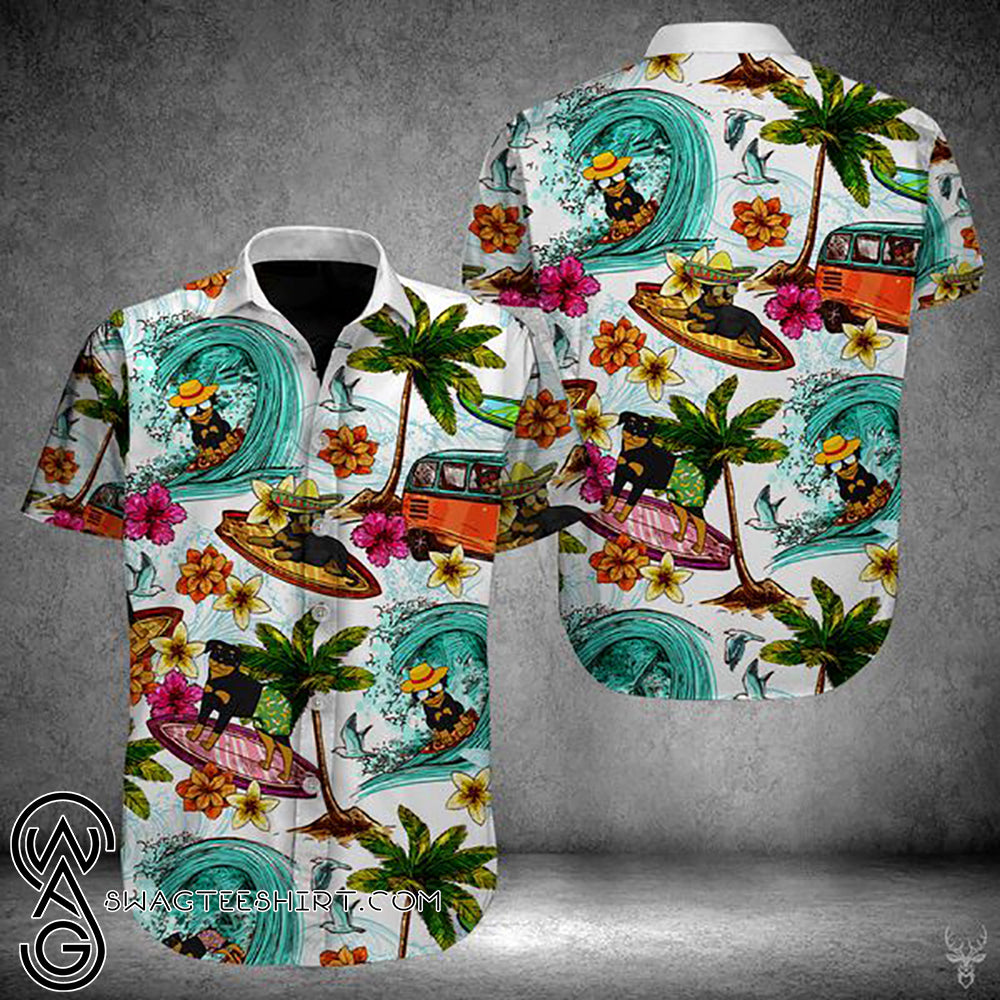 Beach Hawaii Rottweiler Hawaiian Shirt,Hawaiian Shirt Gift, Christmas Gift