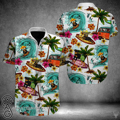 Beach Hawaii Rottweiler Hawaiian Shirt,Hawaiian Shirt Gift, Christmas Gift