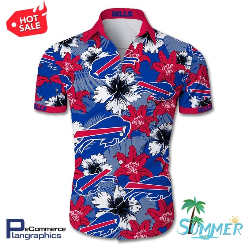 Buffalo Bills Tropical Flower Aloha Shirt Hawaiian Aloha Shirt Hawaiian Shorts Beach Short Shirt,Hawaiian Shirt Gift, Christmas Gift