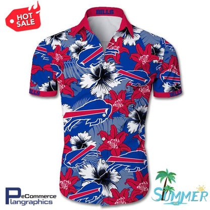 Buffalo Bills Tropical Flower Aloha Shirt Hawaiian Aloha Shirt Hawaiian Shorts Beach Short Shirt,Hawaiian Shirt Gift, Christmas Gift