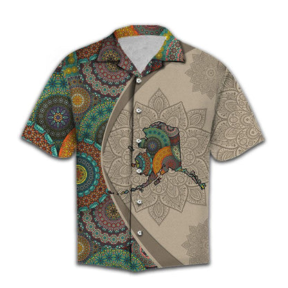 Map Of Alaska Mandala Flower Patchwork Pattern Hawaiian Shirt, Hawaiian Shirt Gift, Christmas Gift