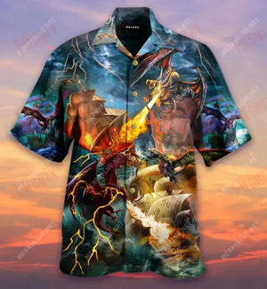 Dragon Era Short Short Sleeve Shirt Ocean Short Sleeve Hawaiian Crazy Shirts Hawaiian Shirts For Men_Hawaiian Shirt Gift, Christmas Gift