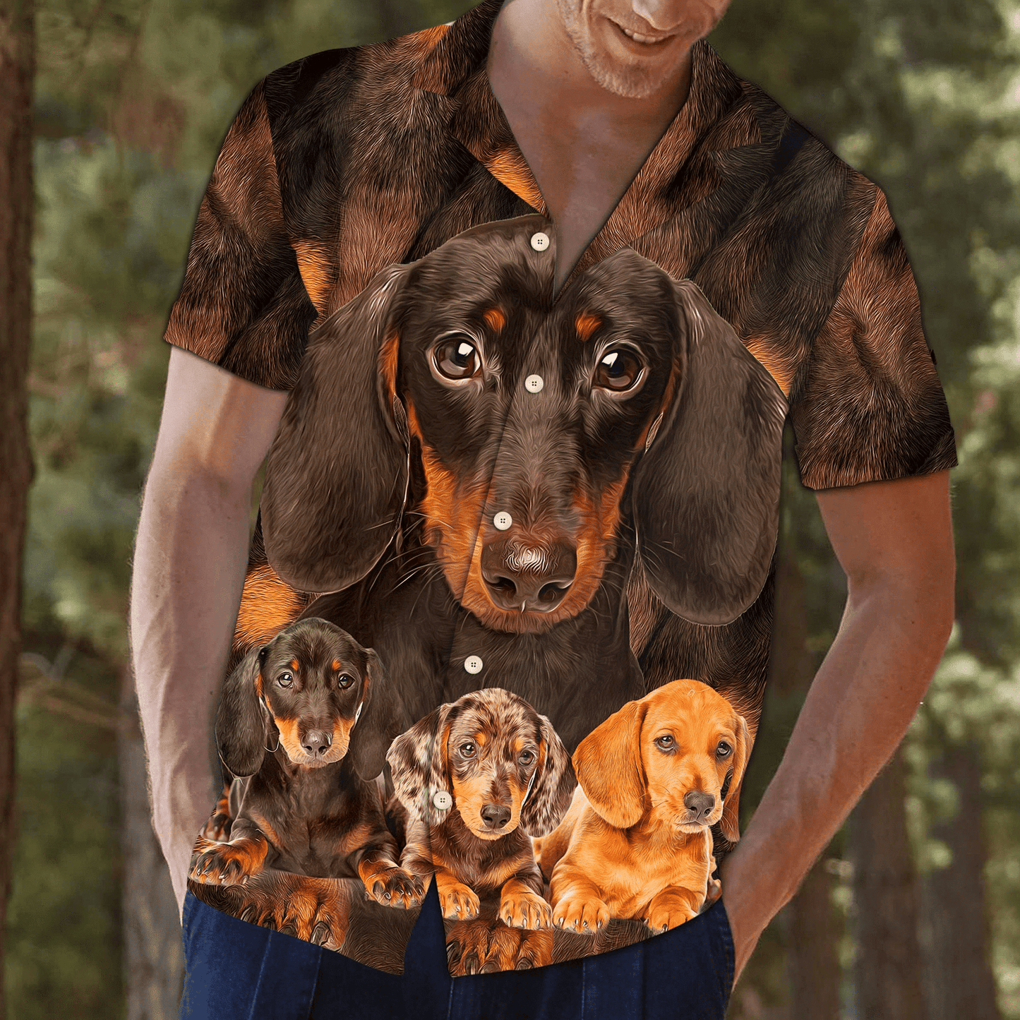 Dachshund With Beautiful Eyes Pattern Hawaiian Shirt,Hawaiian Shirt Gift, Christmas Gift