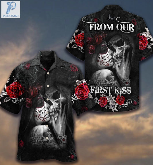 Couple From Our First Kiss Pattern Hawaiian Shirt,Hawaiian Shirt Gift, Christmas Gift