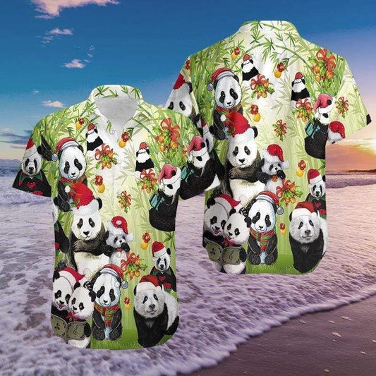 Into Forest Panda Claus Christmas Design Hawaiian Shirt, Hawaiian For Gift