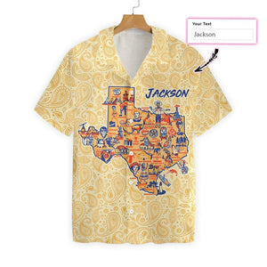 Texas Vintage Personalized Map Pattern Hawaiian Shirt,Hawaiian Shirt Gift, Christmas Gift
