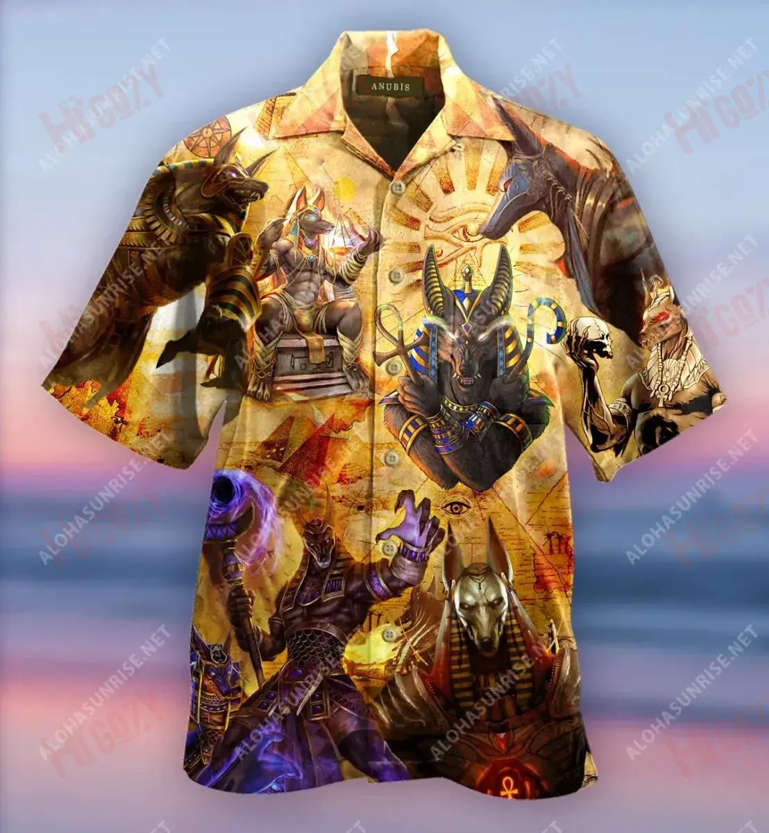 An Dia Éigipteach Anubis Gearr Léine Haváís Aigéan Léinte Tropical Léine Oirbheartaíochta Haváís Patrún Léine Haváís, Bronntanais Léine haváíais, Bronntanas Nollag