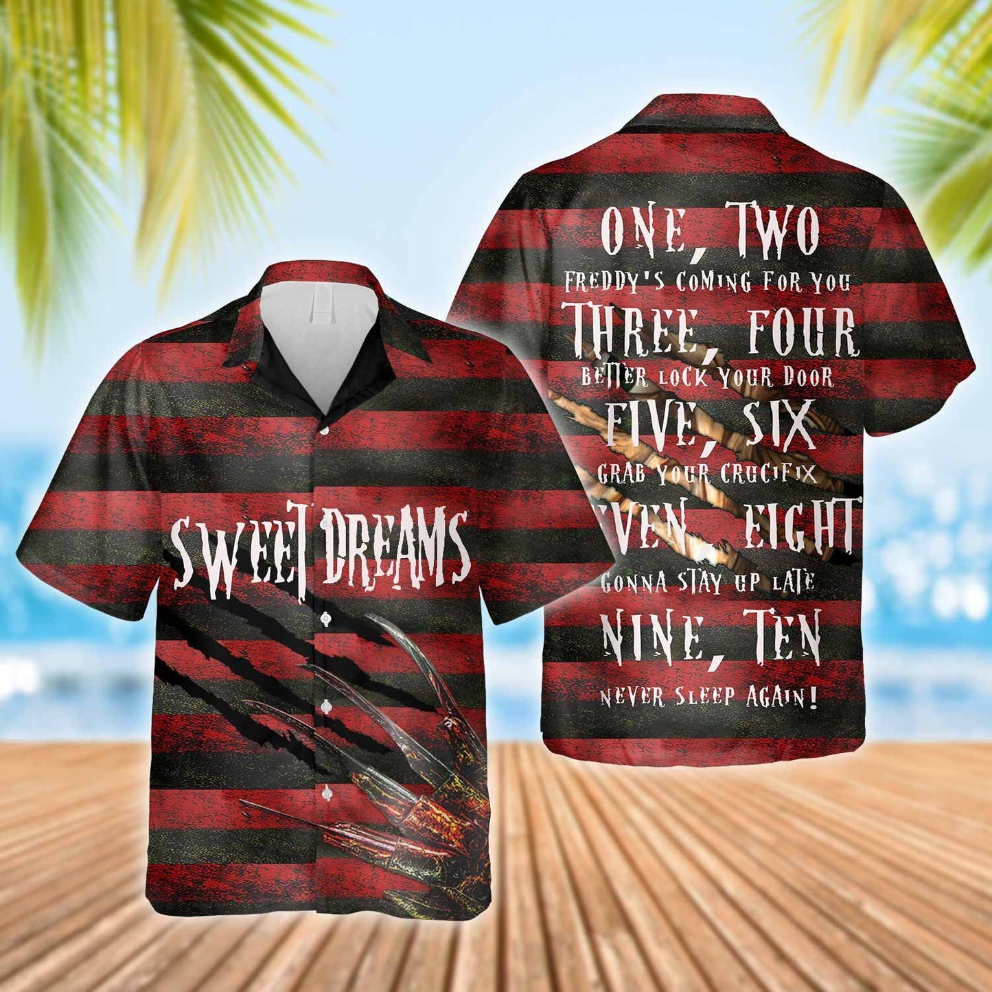 Sweet Dreams Red Stripe Pattern Hawaiian Shirt,Hawaiian Shirt Gift, Christmas Gift